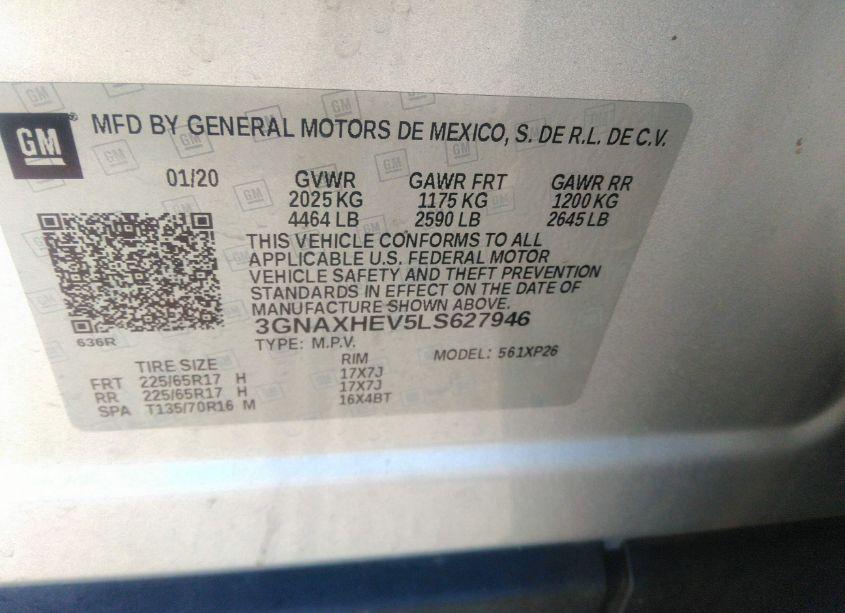 Photo 9 of 2020 Chevrolet Equinox FWD LS (VIN 3GNAXHEV5LS627946)