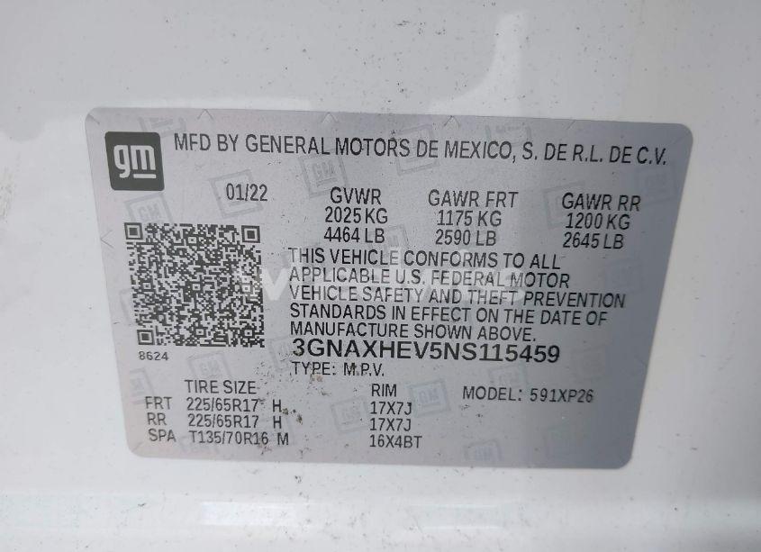 Photo 9 of 2022 Chevrolet Equinox FWD LS (VIN 3GNAXHEV5NS115459)