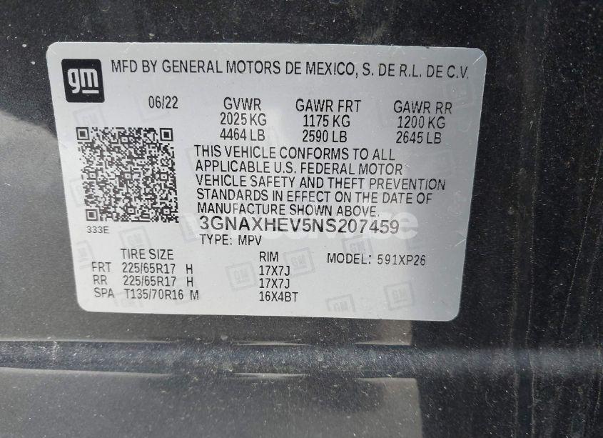 Photo 9 of 2022 Chevrolet Equinox FWD LS (VIN 3GNAXHEV5NS207459)