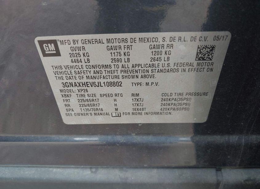 Photo 9 of 2018 Chevrolet Equinox LS (VIN 3GNAXHEV6JL108802)