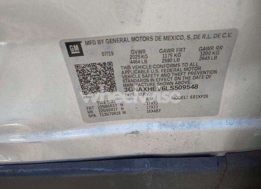 Photo 9 of 2020 Chevrolet Equinox FWD LS (VIN 3GNAXHEV6LS509548)