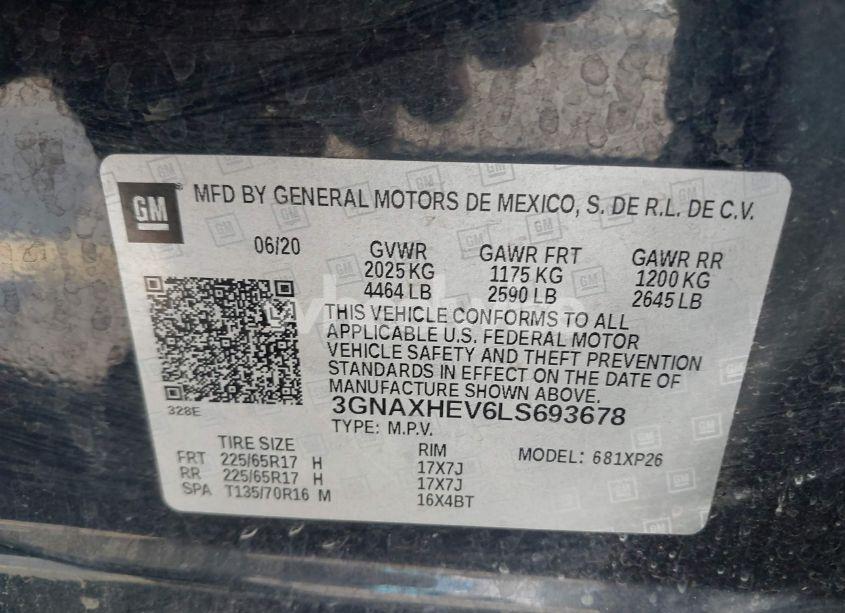 Photo 9 of 2020 Chevrolet Equinox FWD LS (VIN 3GNAXHEV6LS693678)