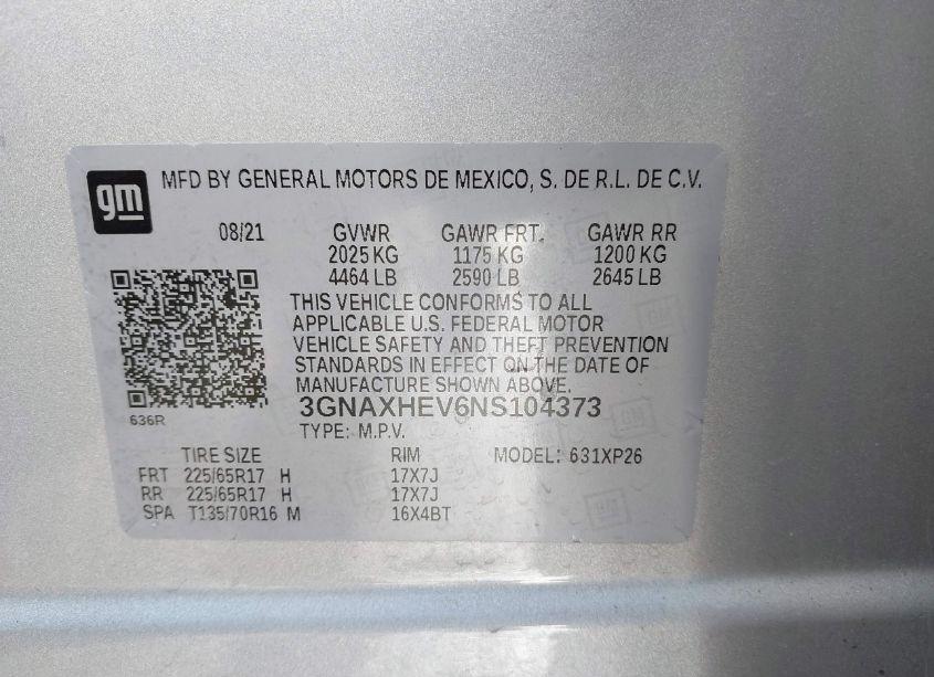 Photo 9 of 2022 Chevrolet Equinox FWD LS (VIN 3GNAXHEV6NS104373)