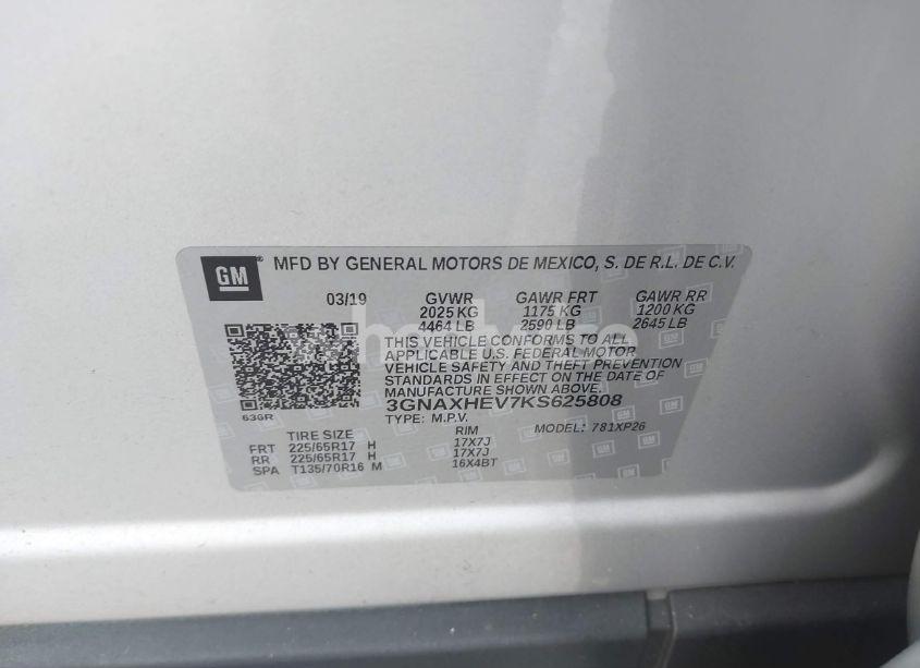 Photo 9 of 2019 Chevrolet Equinox LS (VIN 3GNAXHEV7KS625808)