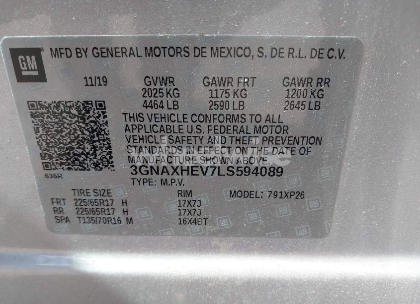 Photo 9 of 2020 Chevrolet Equinox FWD LS (VIN 3GNAXHEV7LS594089)