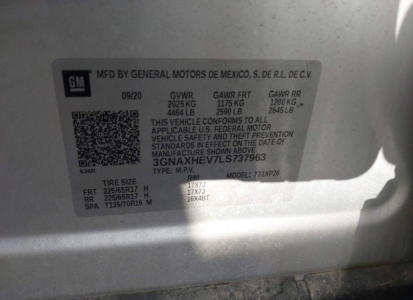 Photo 9 of 2020 Chevrolet Equinox FWD LS (VIN 3GNAXHEV7LS737963)