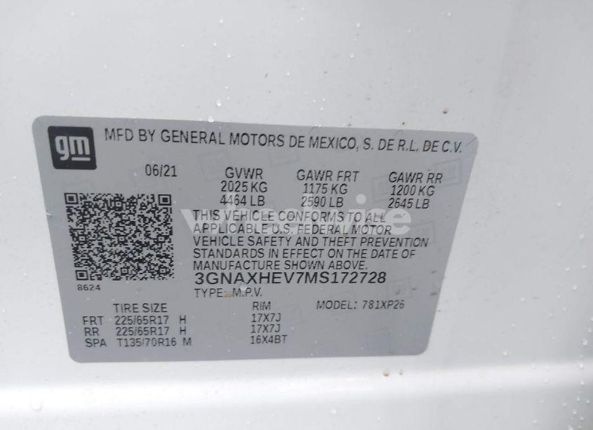 Photo 9 of 2021 Chevrolet Equinox FWD LS (VIN 3GNAXHEV7MS172728)