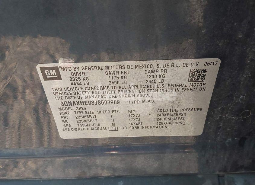 Photo 9 of 2018 Chevrolet Equinox LS (VIN 3GNAXHEV8JS503909)