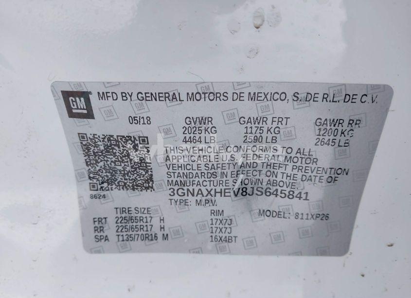 Photo 9 of 2018 Chevrolet Equinox LS (VIN 3GNAXHEV8JS645841)