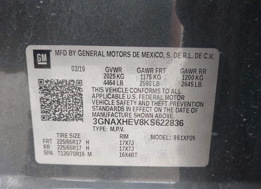 Photo 9 of 2019 Chevrolet Equinox LS (VIN 3GNAXHEV8KS622836)