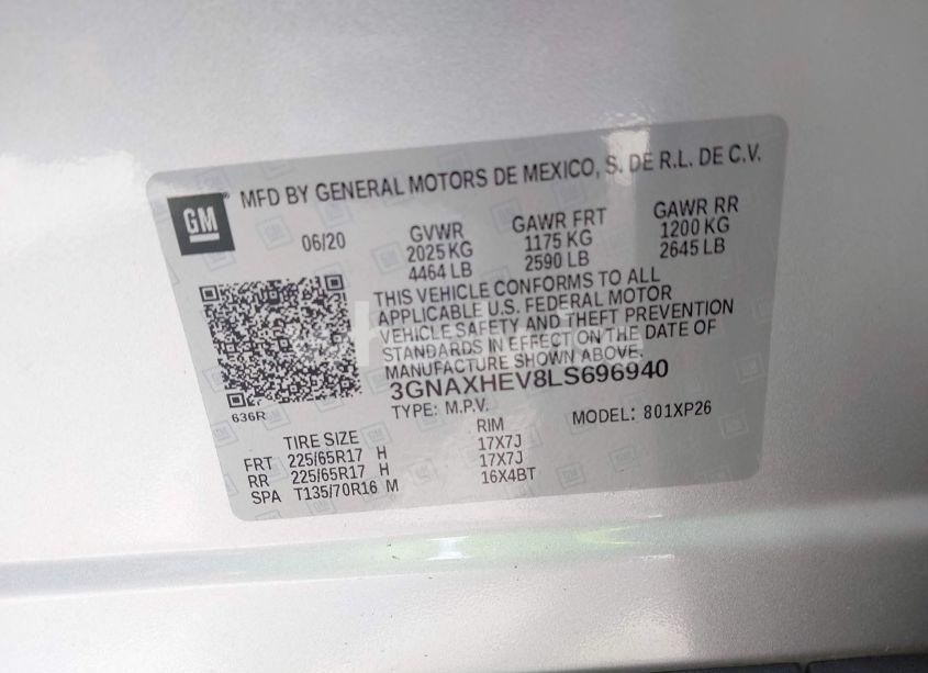 Photo 9 of 2020 Chevrolet Equinox FWD LS (VIN 3GNAXHEV8LS696940)