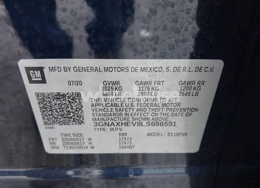 Photo 9 of 2020 Chevrolet Equinox FWD LS (VIN 3GNAXHEV8LS698591)