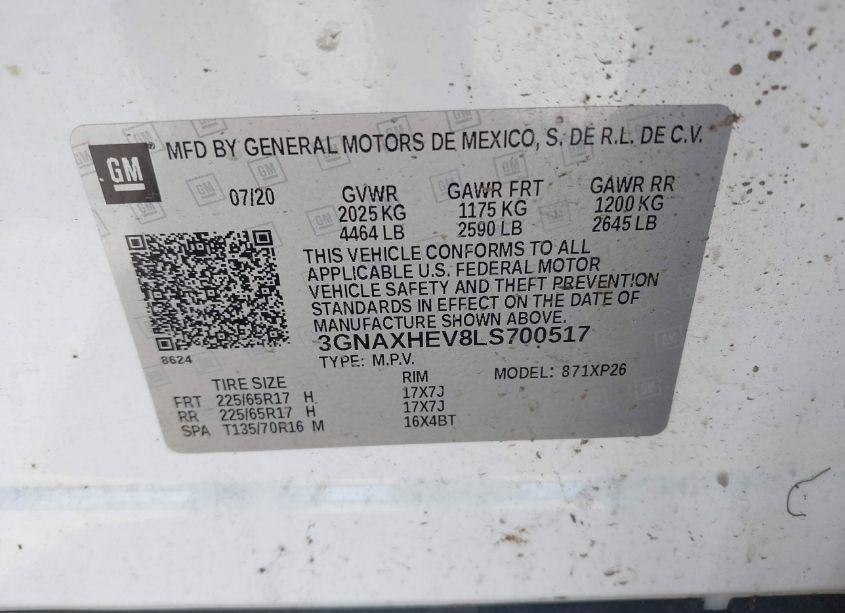 Photo 9 of 2020 Chevrolet Equinox FWD LS (VIN 3GNAXHEV8LS700517)