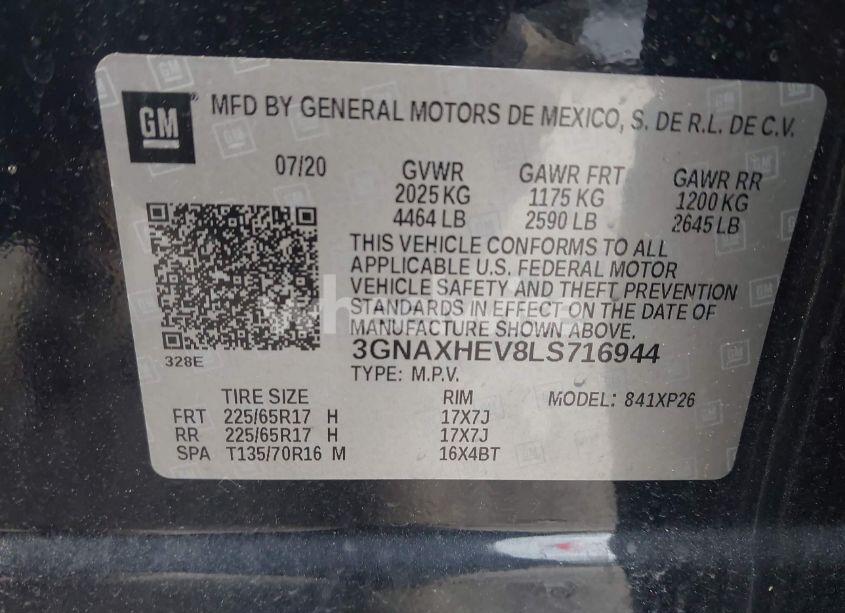 Photo 9 of 2020 Chevrolet Equinox FWD LS (VIN 3GNAXHEV8LS716944)