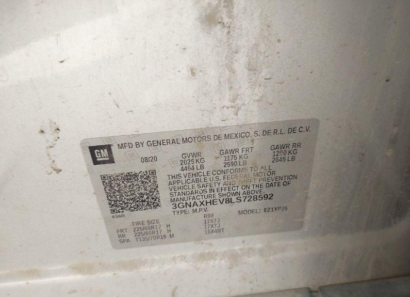 Photo 9 of 2020 Chevrolet Equinox FWD LS (VIN 3GNAXHEV8LS728592)