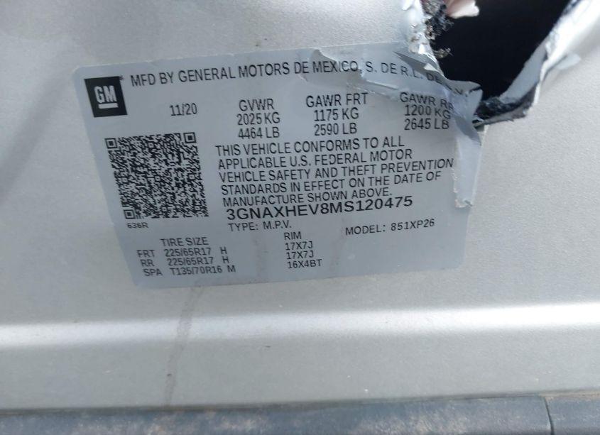 Photo 9 of 2021 Chevrolet Equinox FWD LS (VIN 3GNAXHEV8MS120475)