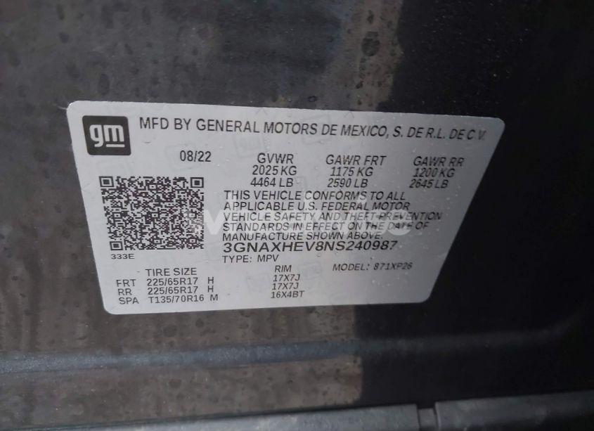 Photo 9 of 2022 Chevrolet Equinox FWD LS (VIN 3GNAXHEV8NS240987)