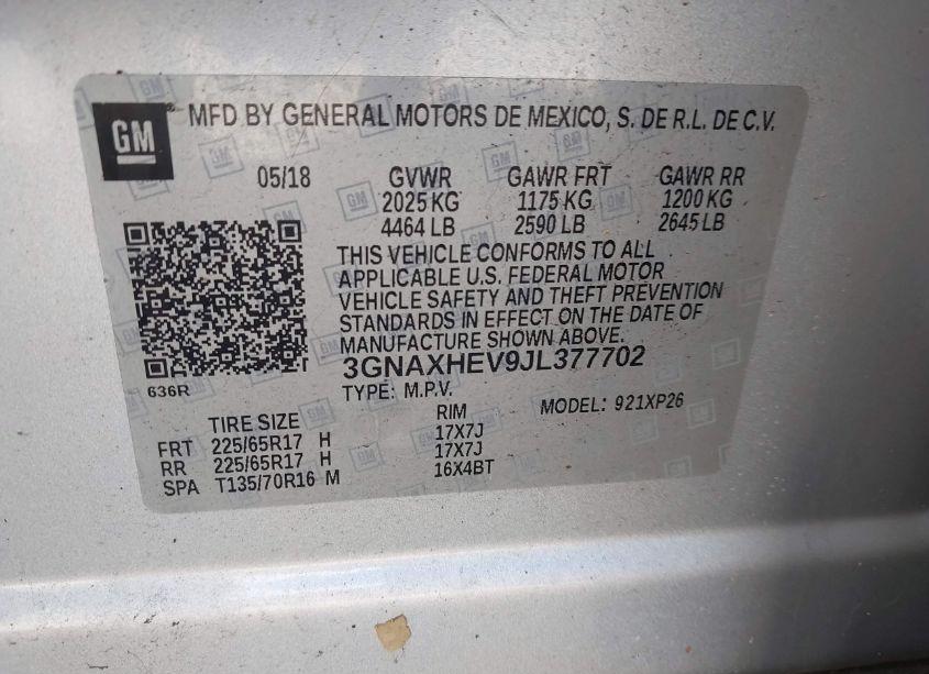 Photo 9 of 2018 Chevrolet Equinox LS (VIN 3GNAXHEV9JL377702)