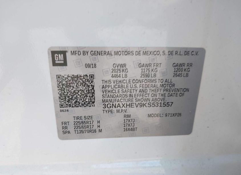 Photo 9 of 2019 Chevrolet Equinox LS (VIN 3GNAXHEV9KS531557)