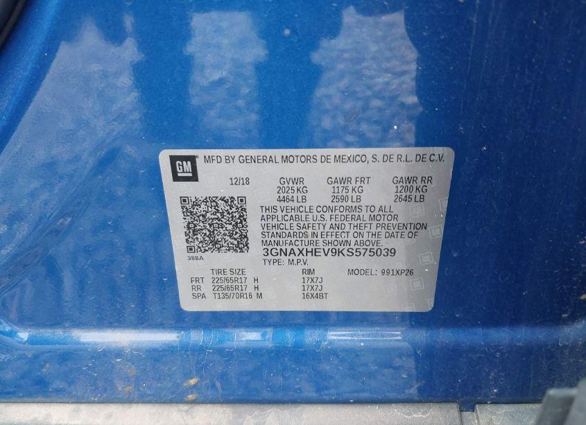 Photo 9 of 2019 Chevrolet Equinox LS (VIN 3GNAXHEV9KS575039)