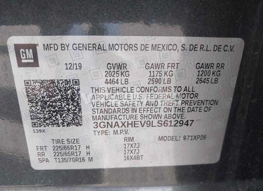 Photo 9 of 2020 Chevrolet Equinox FWD LS (VIN 3GNAXHEV9LS612947)