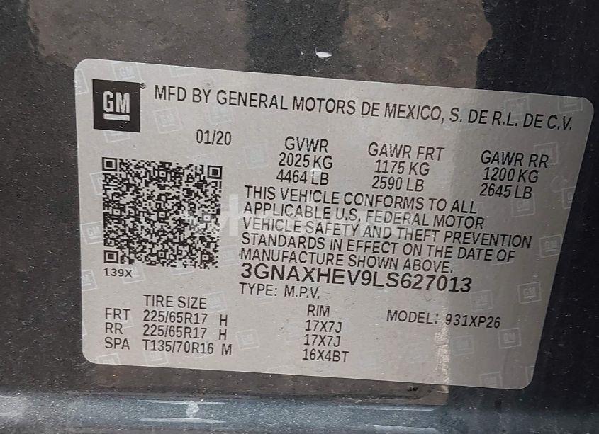 Photo 9 of 2020 Chevrolet Equinox FWD LS (VIN 3GNAXHEV9LS627013)