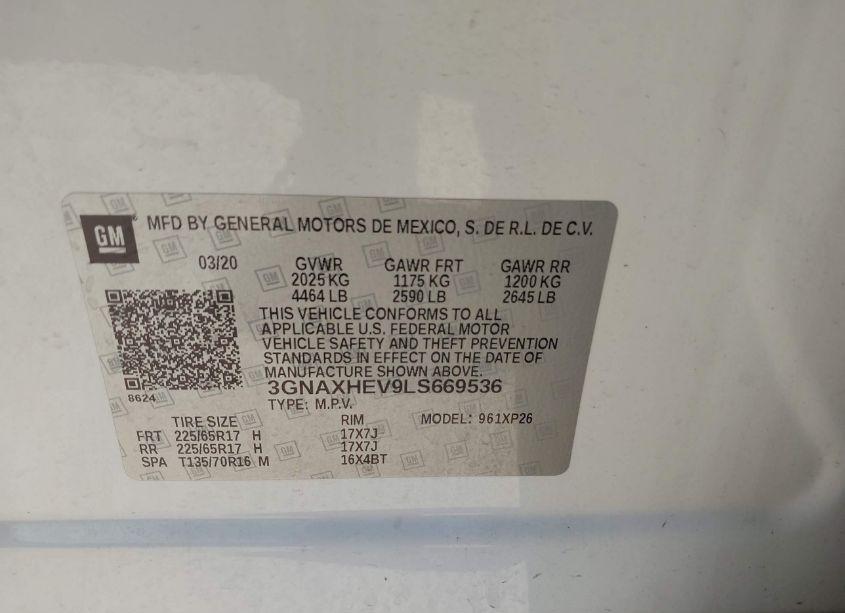 Photo 9 of 2020 Chevrolet Equinox FWD LS (VIN 3GNAXHEV9LS669536)