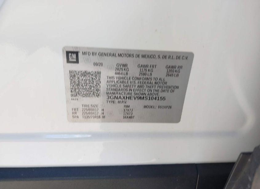 Photo 9 of 2021 Chevrolet Equinox FWD LS (VIN 3GNAXHEV9MS104155)