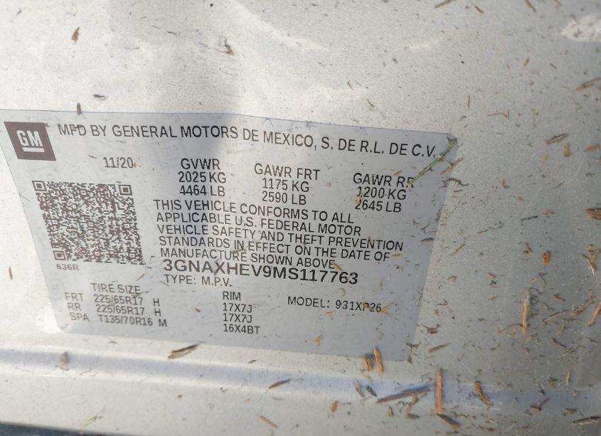 Photo 9 of 2021 Chevrolet Equinox FWD LS (VIN 3GNAXHEV9MS117763)