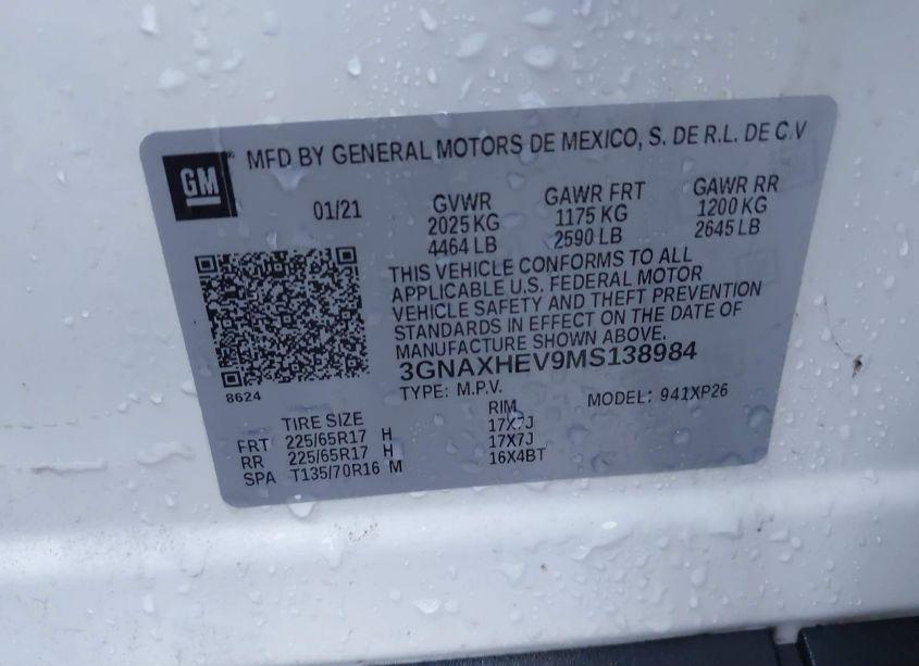 Photo 9 of 2021 Chevrolet Equinox FWD LS (VIN 3GNAXHEV9MS138984)