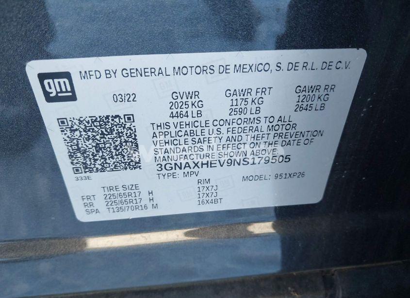 Photo 9 of 2022 Chevrolet Equinox FWD LS (VIN 3GNAXHEV9NS179505)