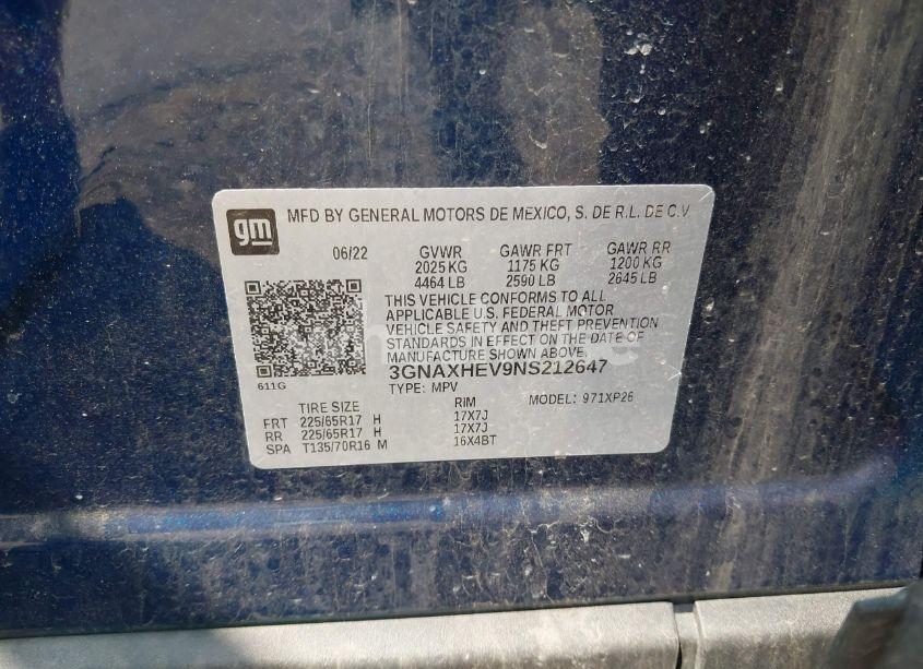 Photo 9 of 2022 Chevrolet Equinox FWD LS (VIN 3GNAXHEV9NS212647)