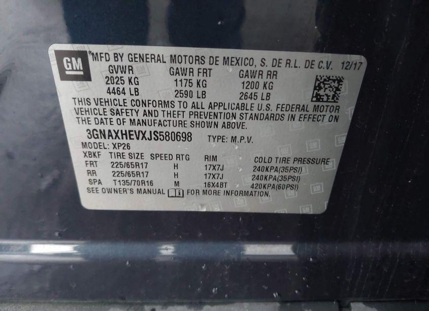 Photo 9 of 2018 Chevrolet Equinox LS (VIN 3GNAXHEVXJS580698)