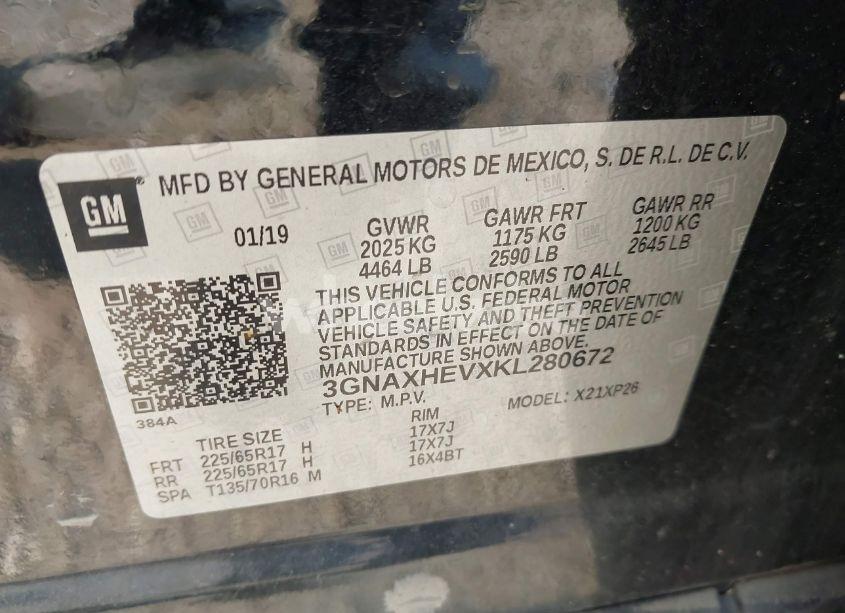 Photo 9 of 2019 Chevrolet Equinox LS (VIN 3GNAXHEVXKL280672)