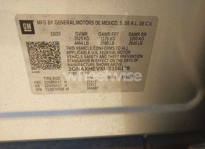 Photo 9 of 2021 Chevrolet Equinox FWD LS (VIN 3GNAXHEVXMS106139)