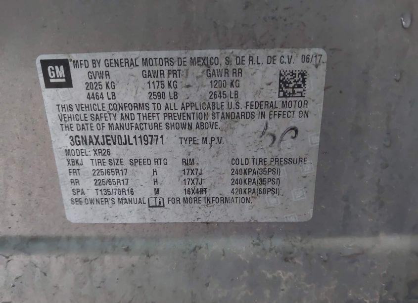 Photo 9 of 2018 Chevrolet Equinox LT (VIN 3GNAXJEV0JL119771)