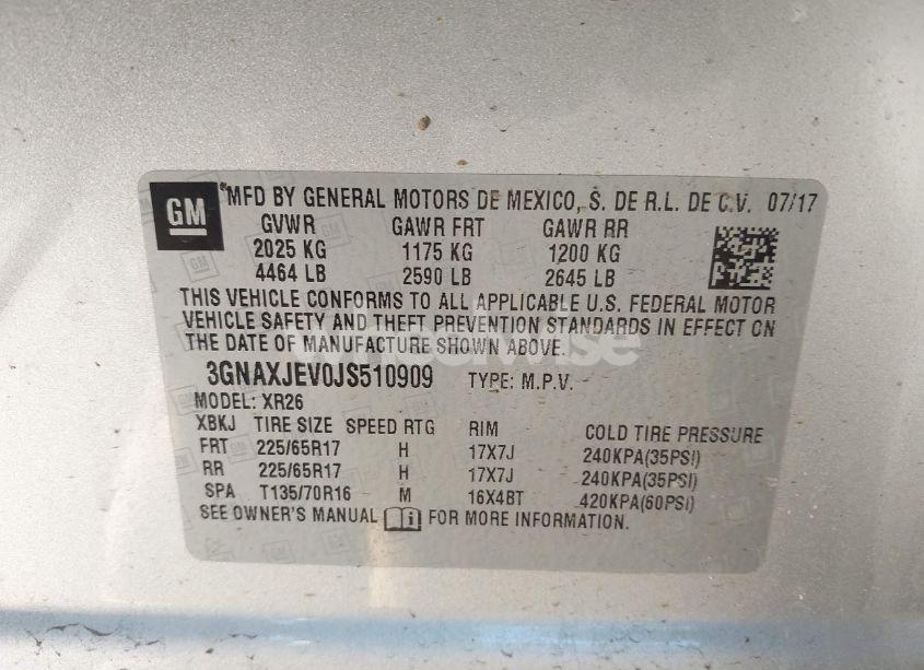 Photo 9 of 2018 Chevrolet Equinox LT (VIN 3GNAXJEV0JS510909)