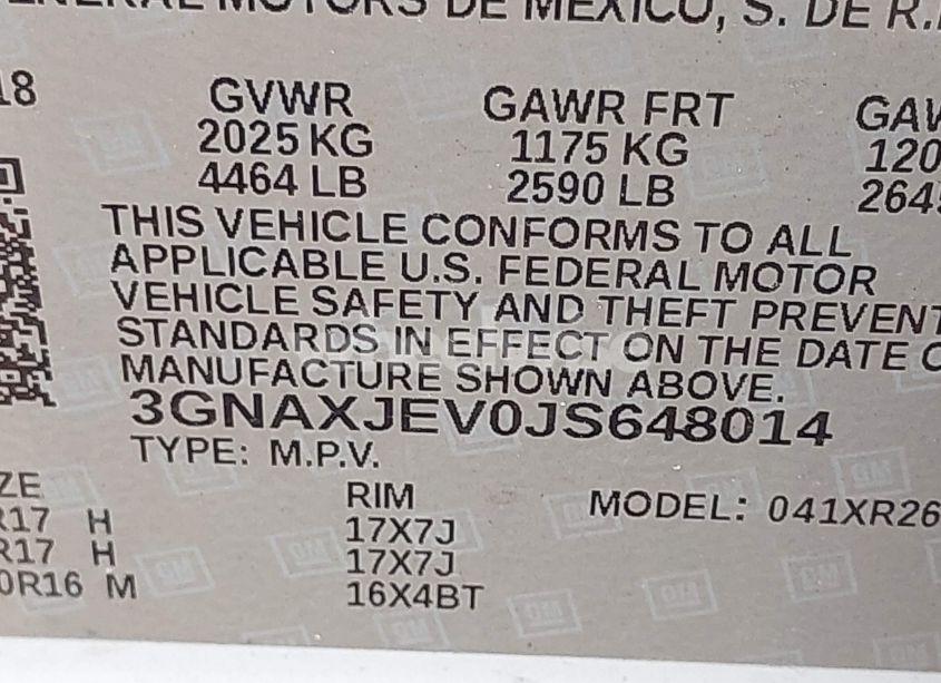 Photo 9 of 2018 Chevrolet Equinox LT (VIN 3GNAXJEV0JS648014)