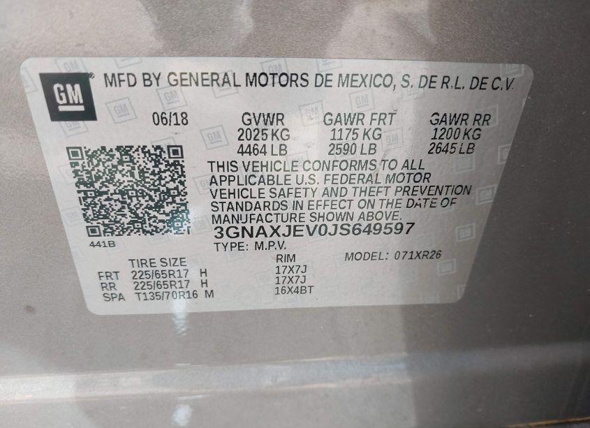 Photo 9 of 2018 Chevrolet Equinox LT (VIN 3GNAXJEV0JS649597)