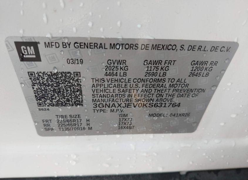 Photo 9 of 2019 Chevrolet Equinox LT (VIN 3GNAXJEV0KS631764)