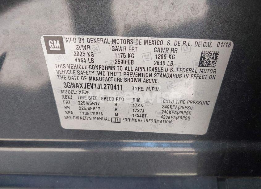 Photo 9 of 2018 Chevrolet Equinox LT (VIN 3GNAXJEV1JL270411)