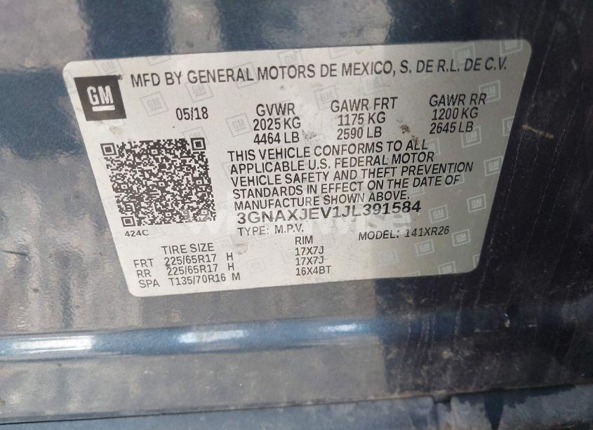 Photo 9 of 2018 Chevrolet Equinox LT (VIN 3GNAXJEV1JL391584)