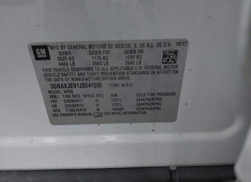 Photo 9 of 2018 Chevrolet Equinox LT (VIN 3GNAXJEV1JS541506)