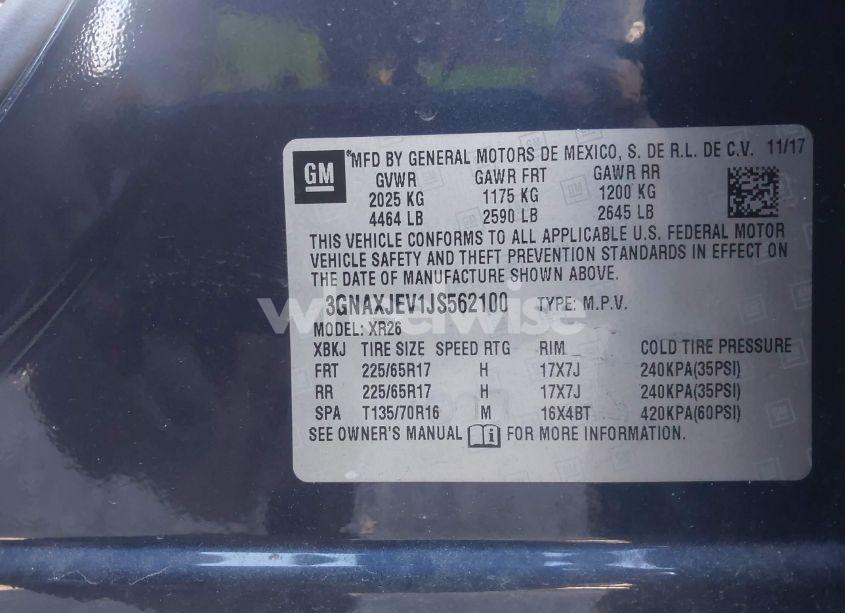 Photo 9 of 2018 Chevrolet Equinox LT (VIN 3GNAXJEV1JS562100)