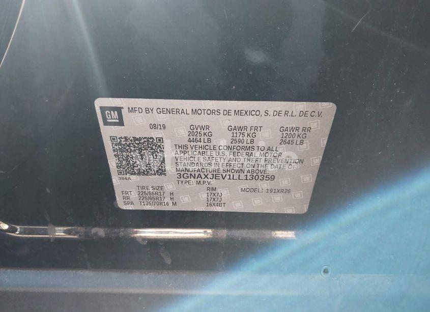 Photo 9 of 2020 Chevrolet Equinox FWD 2FL (VIN 3GNAXJEV1LL130359)