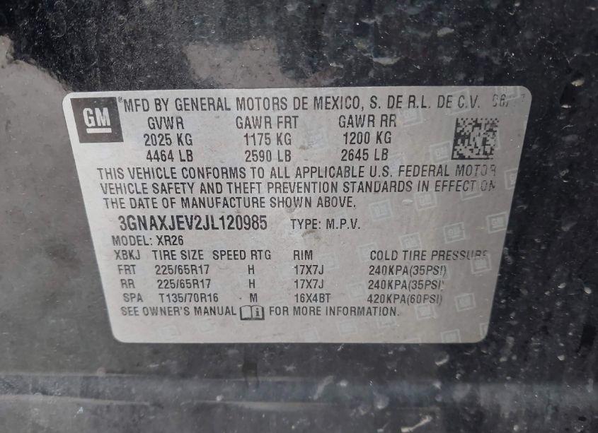 Photo 9 of 2018 Chevrolet Equinox LT (VIN 3GNAXJEV2JL120985)