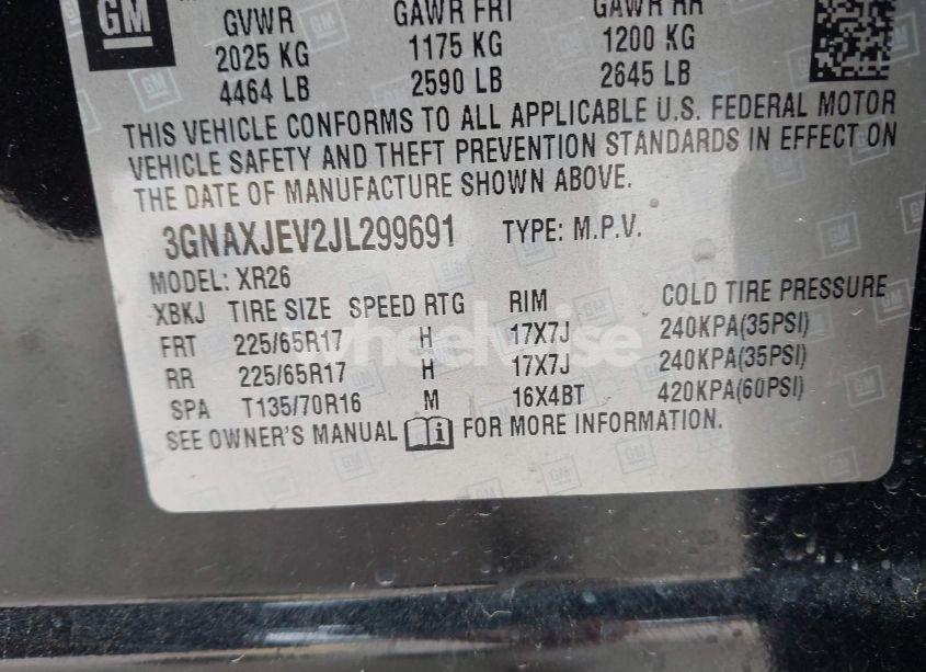 Photo 9 of 2018 Chevrolet Equinox LT (VIN 3GNAXJEV2JL299691)