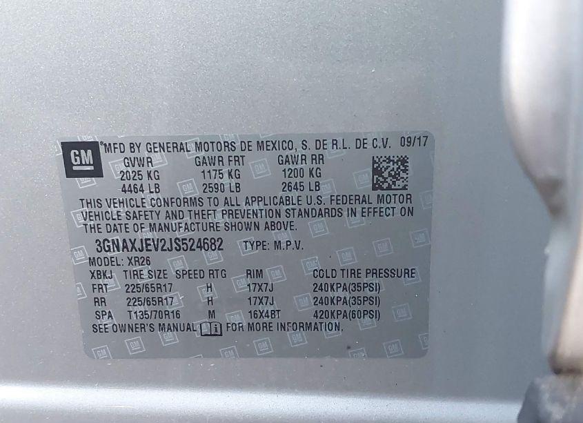 Photo 9 of 2018 Chevrolet Equinox LT (VIN 3GNAXJEV2JS524682)