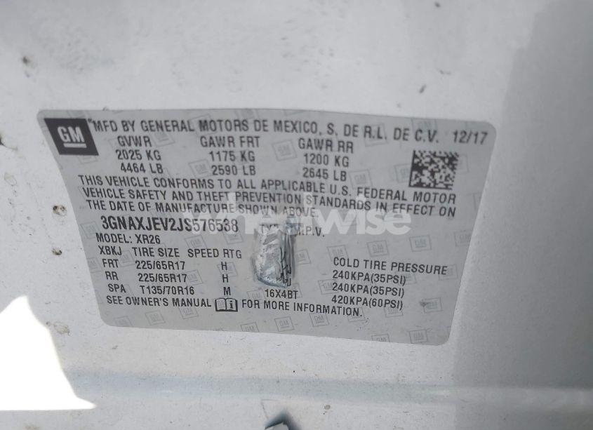 Photo 9 of 2018 Chevrolet Equinox LT (VIN 3GNAXJEV2JS576538)