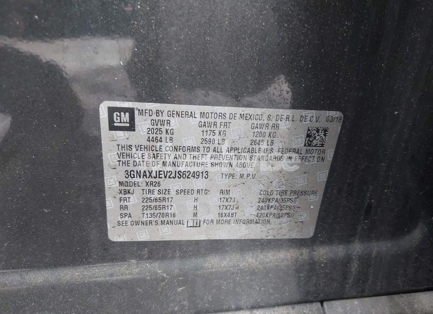 Photo 9 of 2018 Chevrolet Equinox LT (VIN 3GNAXJEV2JS624913)